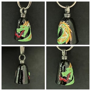 Celtic Dragon Hand Painted Guardian Bell – Good Luck Charm for Motorcycles, Biker Gift, Protective Keychain - Celtic Dragon-MB-8586