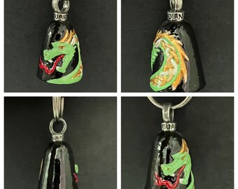 Celtic Dragon Hand Painted Guardian Bell – Good Luck Charm for Motorcycles, Biker Gift, Protective Keychain - Celtic Dragon-MB-8586