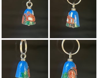 Sparkle Series Hand Painted Guardian Motorcycle Bell - Black-rose