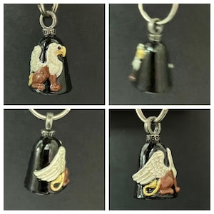 Griffin Hand Painted Guardian Bell – Good Luck Charm for Motorcycles, Biker Gift, Protective Keychain - Griffin - MB-8583