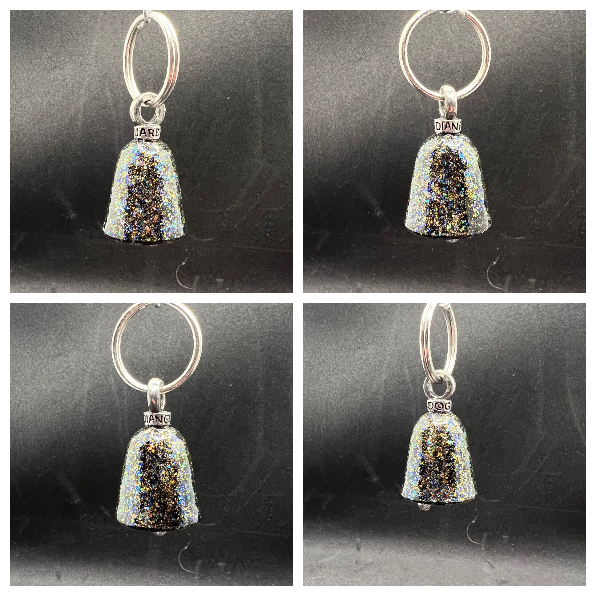 Sparkle Series Hand Painted Guardian Motorcycle Bell - Black-rose