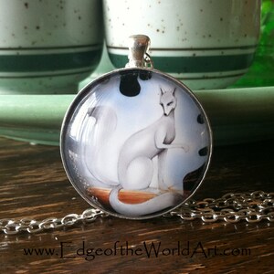 NECKLACE Kitsune, Japanese fox spirit, yokai, demon, nine tails, fox, mythology painting by Rachel Walker