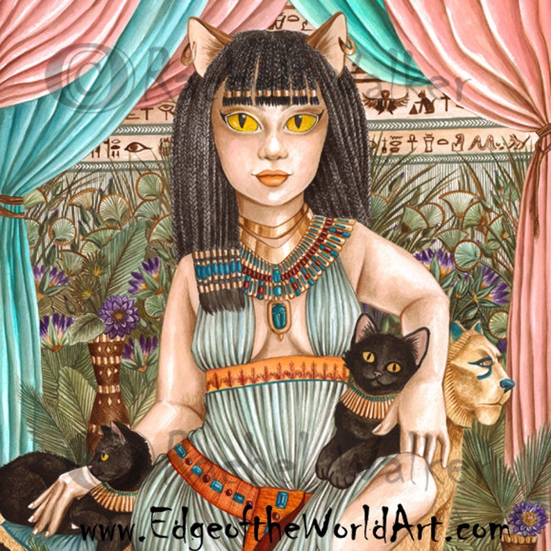 Bastet Bast Egyptian Cat Goddess Goddesses Black Cat Ancient Egypt Lotus Flowers Lush