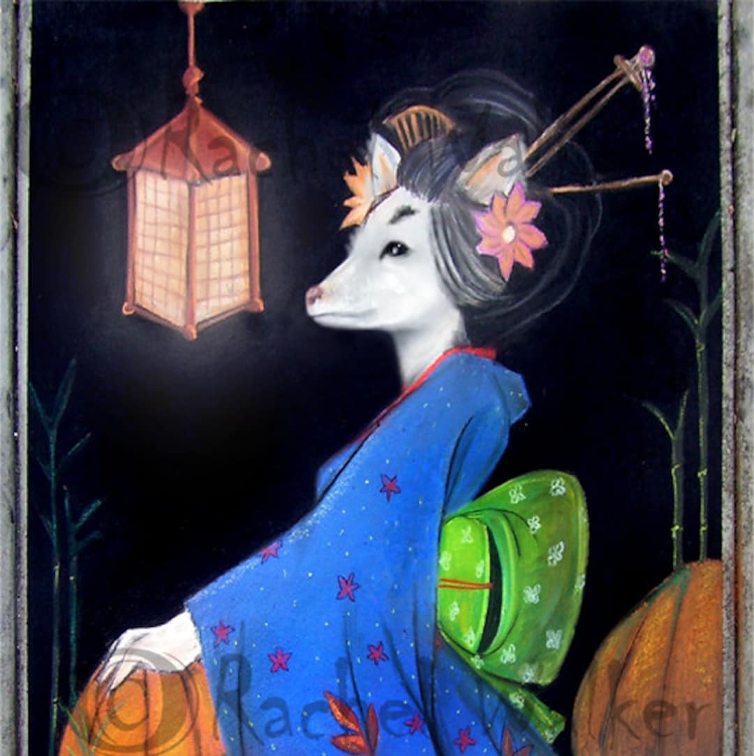 Autumn Kitsune, Pumpkin, Yokai, Japan, Traditional Japanese, Fox