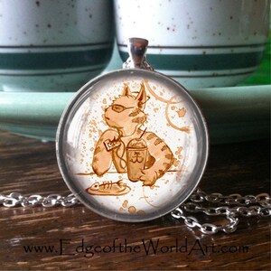 NECKLACE, coffee, cat, coffee art, hipster latte, cafe, cute, cartoon, coffee painting, barista, best friend, pet, watercolor, Rachel Walker