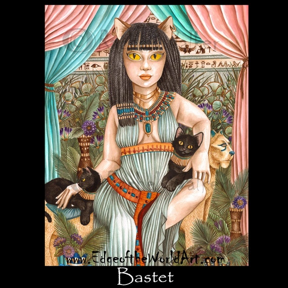 Bastet Bast Egyptian Cat Goddess Goddesses Black cat Ancient  