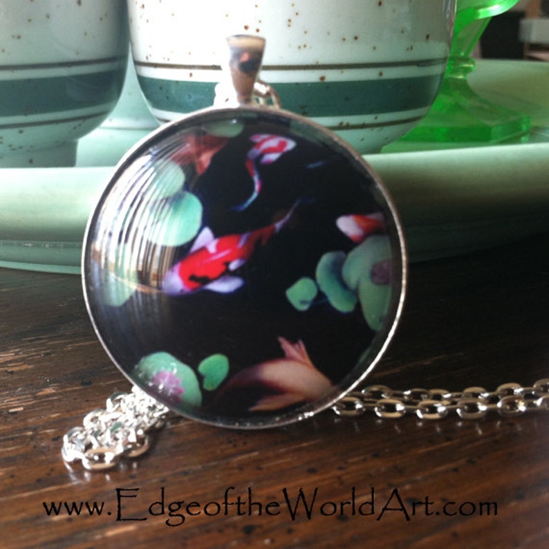 NECKLACE Beneath the Surface Koi Fish and Water Lilies Chalk Etsy