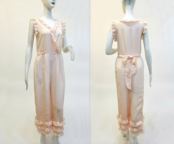 Vintage lingerie 1920s pink silk beach pajamas, wr