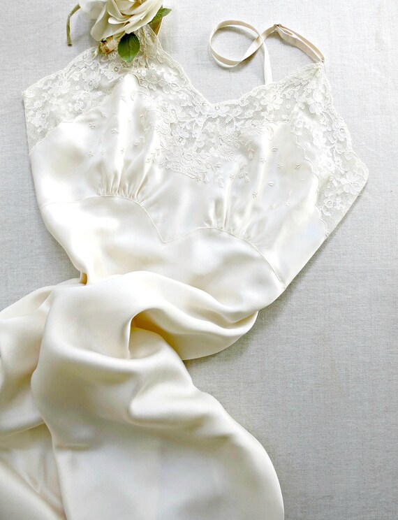 Vintage lingerie FISCHER 1930s/1940s ivory silk sa
