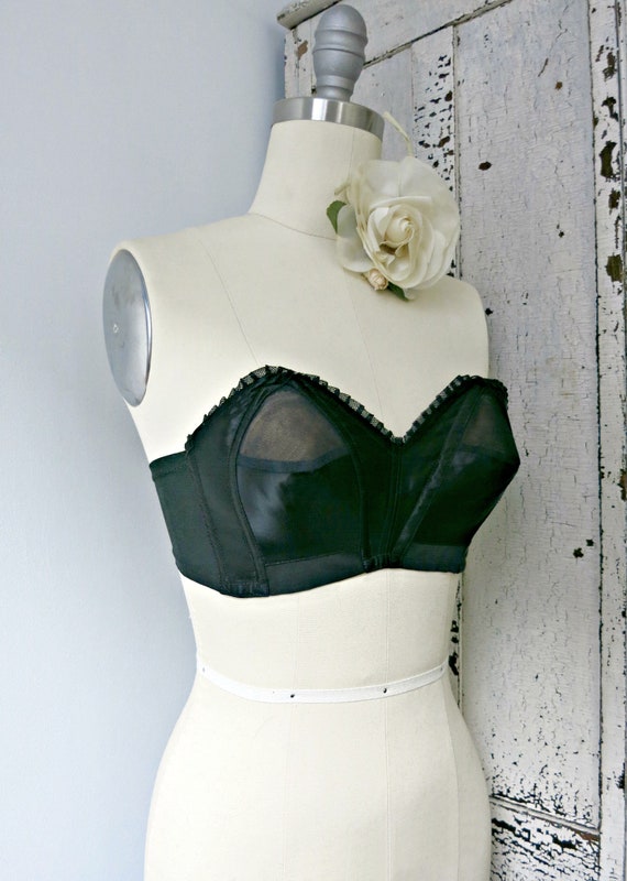 Vintage lingerie 1940s BESTFORM black rayon satin 