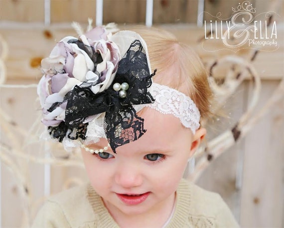 Lady Cora Headband Blush and Black Elegant Headband Flower - Etsy