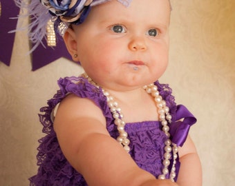 Purple / Lavender Headband, Baby Girl Hair Accessory, Shabby Chic Headband, Photo Props, Lavender  Hair Bow