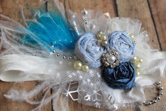 Frozen Headband Elsa Headband Blue Silver and White Headband