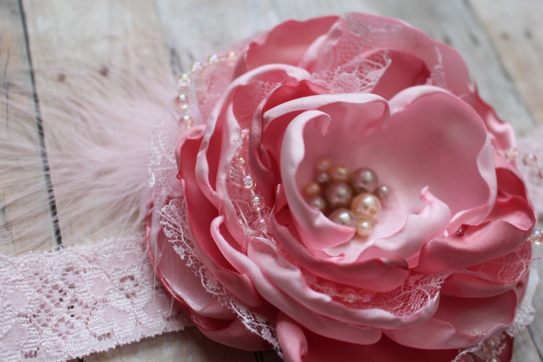 Pink Oversized Headband Pink Flower Hair Accessory Baby Girl Etsy