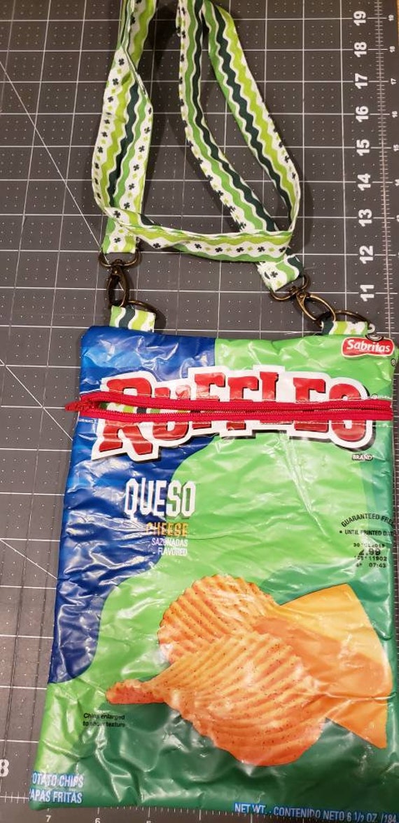 Hipster Recycled upcycled chip bag messenger crossbody purse. Etsy