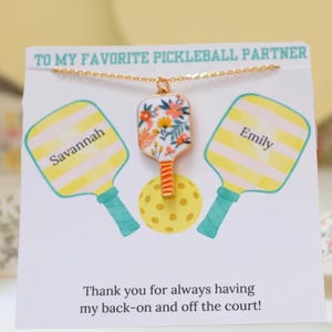 Personalized Pickleball Paddle Charm Necklace, Pickleball Partner Gift