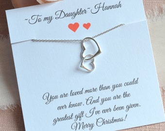 Gifts for Daughter, Gift from Mom, Daughter Necklace from Mom, Mother Daughter, Daughter Jewelry, 2 Interlocking Hearts