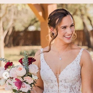 Bridal Necklace, Crystal Wedding Necklace, Bridal Jewelry, Silver Bridesmaid necklace, Wedding jewelry, CZ Bridal necklace