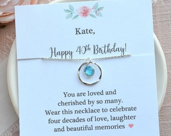 40th Birthday Gift, Happy 40th Birthday, Jewelry Gift for Her, 40th Birthday Card, 40th Birthday Necklace