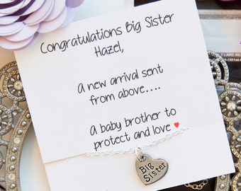 New Big Sister Gift, for big sister, Girls Necklace, Sister Gift, Sterling Silver, Hand Stamped Necklace, Children's Jewelry