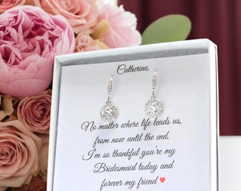 Bridesmaid Earrings, Bridesmaid Jewelry Gifts, Personalized Bridesmaid Gifts, Bridal Jewelry, Dangle Earrings for Bridesmaids