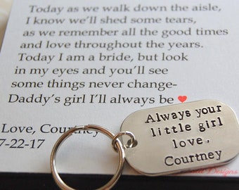 Father of the Bride Keychain and Personalized Gift Box, Always your little girl keychain, Father of the Bride Gift, Dad Keyring