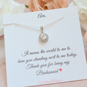 Bridesmaid Jewelry, Bridesmaid Necklace, Thank you gift to Bridesmaids, Bridesmaids Gift, Silver Bridesmaid Pendant, Bridal Party Jewelry