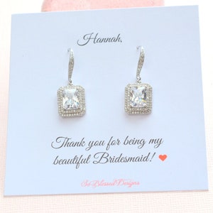 Bridesmaid Gifts Earrings, Bridesmaid Jewelry, Cubic Zirconia Earrings, Bridal Party Gift, Bridesmaid Thank you Gift, Wedding Party gift
