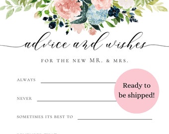 Advice for Mr and Mrs Cards, Printed + Shipped cards for Bride and Groom, Flat Card for Bridal Shower, Wedding guestbook alternative