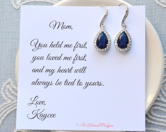 Mother of the Bride Earrings, Sapphire Blue Earrings, Dark Blue Earrings, Mother of the Groom Gift, Navy Wedding, Bridal Jewelry