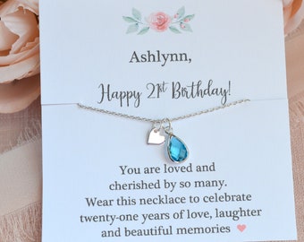 21st Birthday Gift, Birthday gift, Jewelry Gift for her, 21st Birthday gift for Her, Birthstone necklace, Best Friend