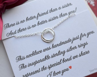 SISTER Necklace, Gifts for Sister, Sterling Silver, Gift message included, Gift Set, Circles, Sister, Jewelry, Great Birthday gift