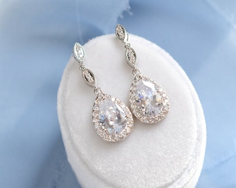 Long Bridal Earrings, Crystal Wedding Earrings, Bridal Jewelry, Bride earrings, wedding accessories, Bridesmaid earrings
