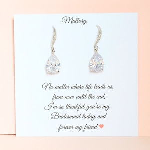 Custom personalized Bridesmaid Gift, Bridesmaid Earrings, Tear drop Bridesmaid Earrings, Custom bridesmaid message
