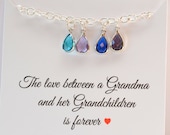 Grandmother Birthstone Bracelet, Birthstone Charm Necklace, Grandmother Gift, Grandchildren 39 s Birthstones, Christmas Gifts for Grandma
