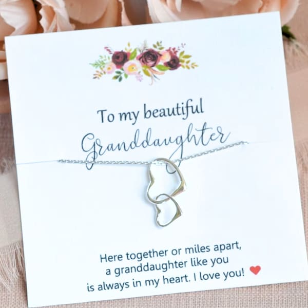 Granddaughter Gift, Gifts for granddaughter, Silver Heart Necklace from Grandmother, Gifts for Girls, Granddaughter Birthday