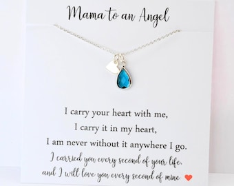 Mama to an Angel, Miscarriage Gift, Miscarriage Keepsake, Angel Baby, Pregnancy Loss, Bereavement Gift, Birthstone Necklace