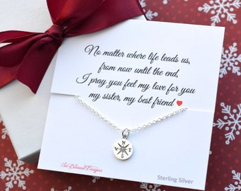 Sister Necklace Gift, Gifts for Sister, Birthday Gift for Sister, Compass necklace, Sisters, Sister and Best Friend