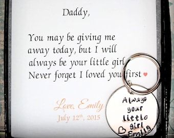 Father of the Bride Keychain, Always your little girl, Gift from Bride to Daddy, From daughter to Dad on wedding day