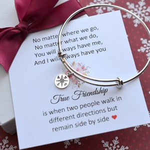 Christmas Gifts for Her, Friendship Bracelet, Personalized, Best Friends Gift, Compass Charm, No matter where poem card for best friends