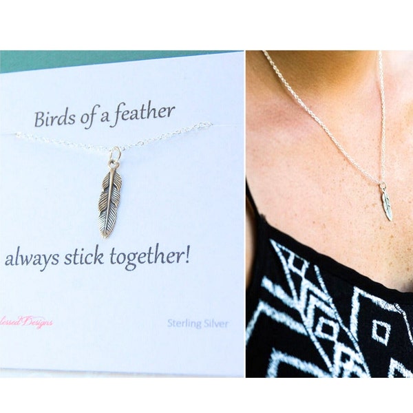 Gift for Her, Best Friend Necklaces, Birds of a feather Necklace, Best Friend Jewelry, Friendship Necklace, Besties, BFF, Best Friend card