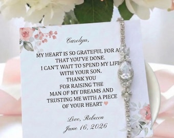 Mother of the Groom Gift from Bride, Mother of the Groom Bracelet, Mother in Law Wedding gift, Thank You for Raising Man of my Dreams Card