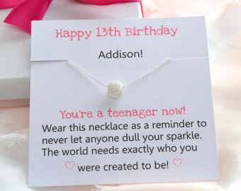 13th Birthday Sterling Silver Necklace, Teen Girl Gift
