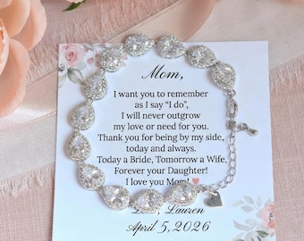 Gift for Mom on Wedding Day from Daughter, Today a Bride Tomorrow a Wife Wedding Gift Bracelet, Gift from Daughter