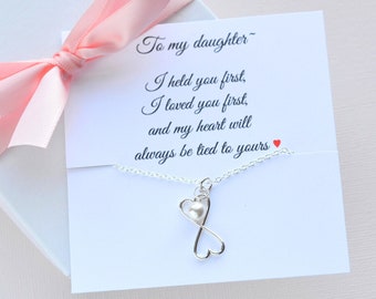 Gift for Daughter, Birthday Gift for Daughter, Necklace from Mom To daughter, Connecting hearts, Wedding gift to Daughter