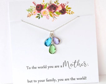 Mother's Day Gift, Birthstone Necklace, Birthstone Jewelry, Personalized Gift, Christmas Gift ideas for Mom, Grandma Necklace, Nana Gifts