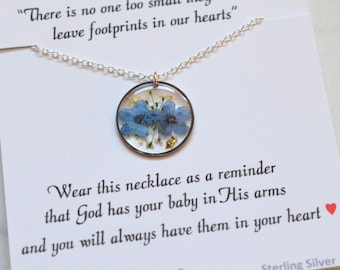 Forget Me Not Flower Necklace, Forget Me Not Miscarriage Gift, Sympathy Gift, Pregnancy Loss, Grief Gift, Best Friends Gift, Pressed Flowers