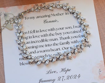 Customized Mother of the Groom Bracelet, Thoughtful Wedding Gift from Bride for Mother in Law, Personalized Jewelry Keepsake