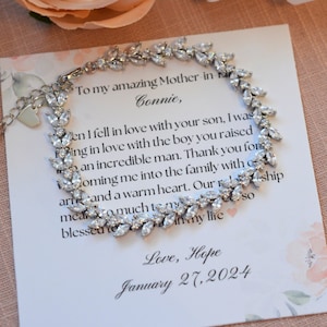 Customized Mother of the Groom Bracelet, Thoughtful Wedding Gift from Bride for Mother in Law, Personalized Jewelry Keepsake