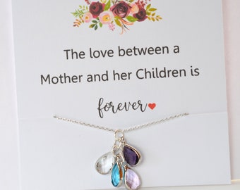 Personalized Birthstone necklace for Mom, Mom's Birthstone Necklace, Grandma Necklace Gift, Nana Gift, Christmas Gifts for Mom